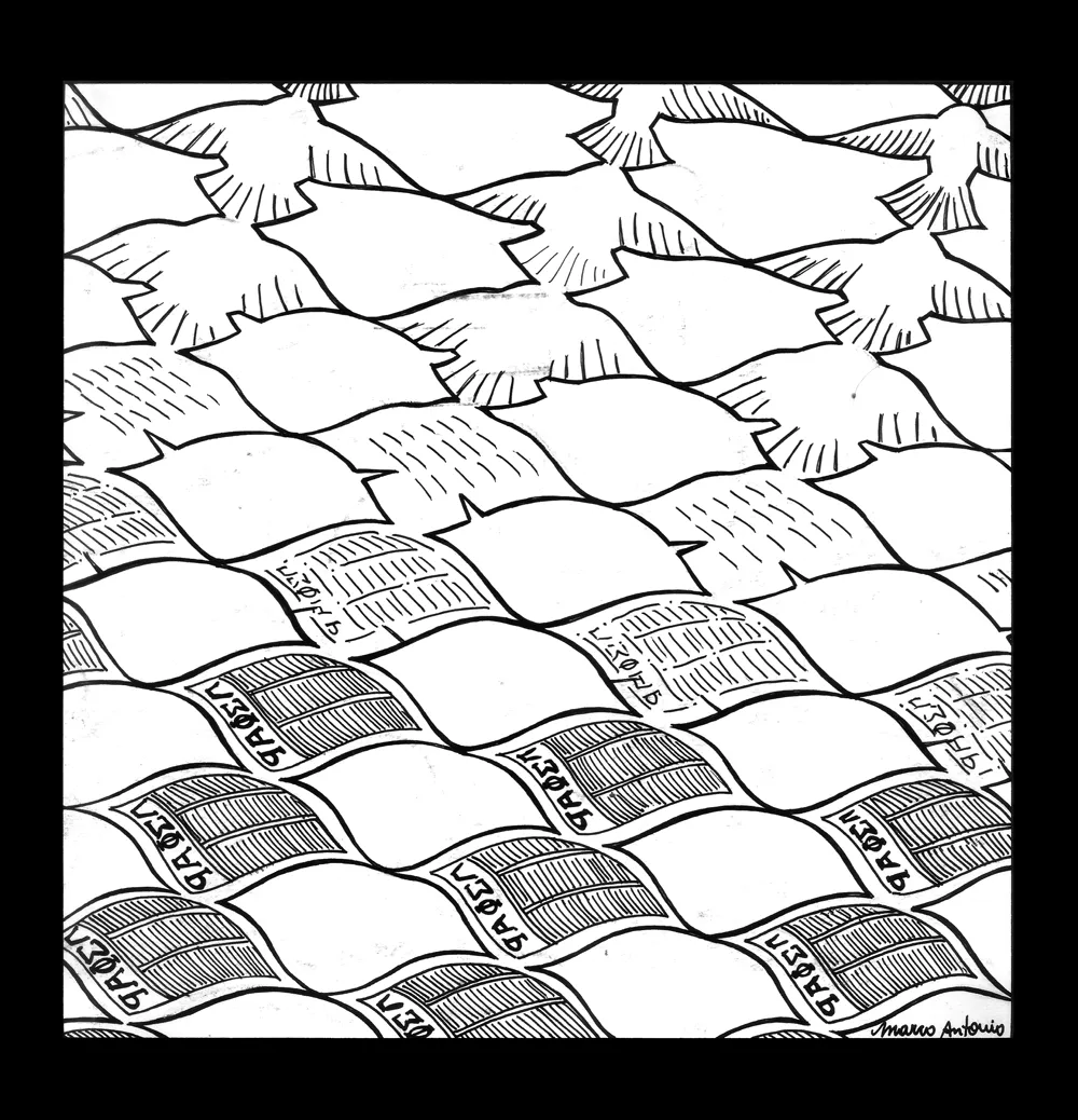 Editorial illustration for Gazeta Mercantil, pen and ink
