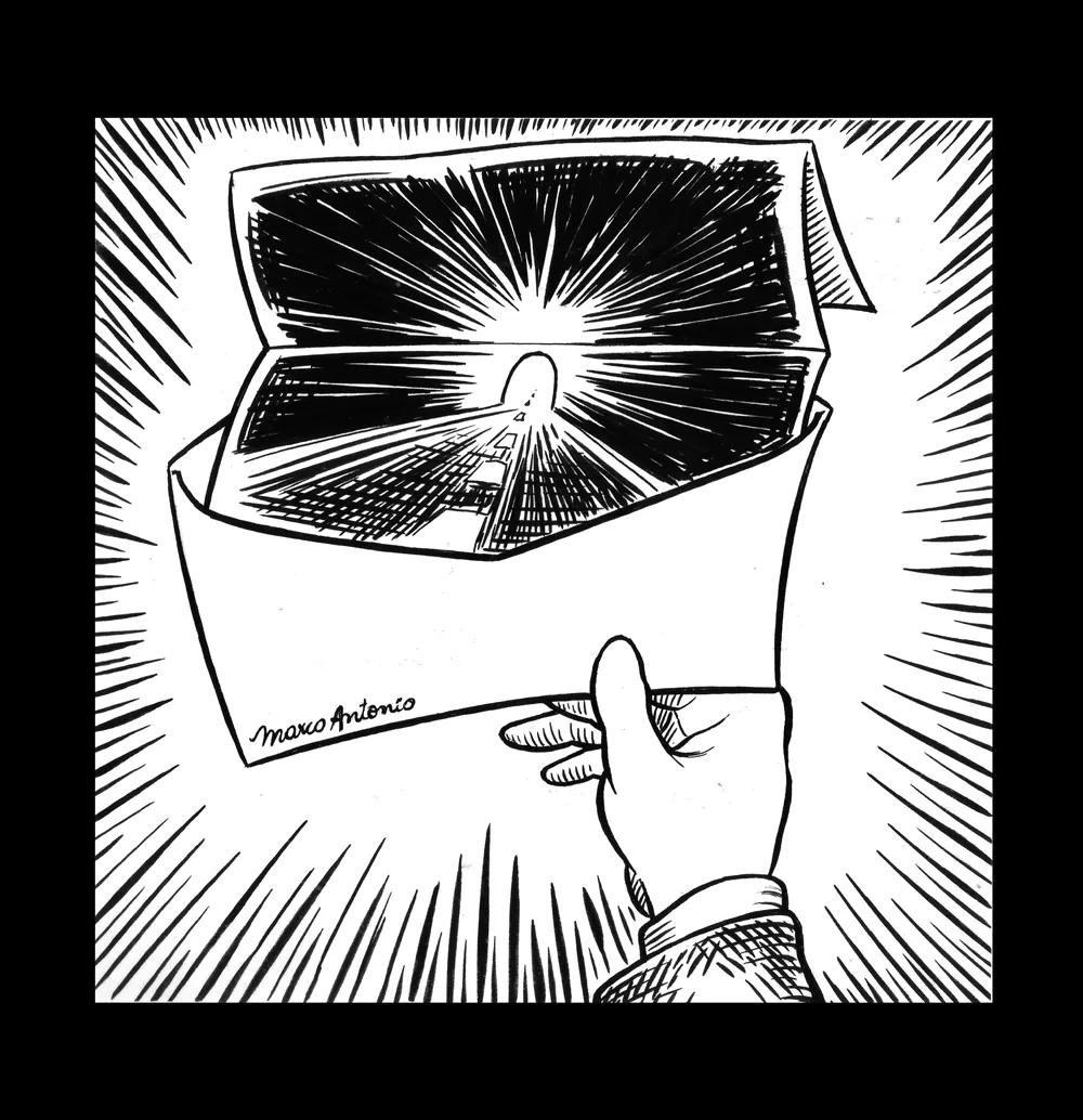 Editorial illustration for Gazeta Mercantil, pen and ink