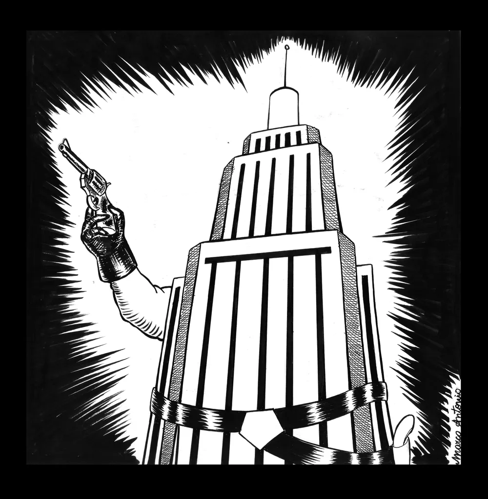 Editorial illustration for Gazeta Mercantil, pen and ink