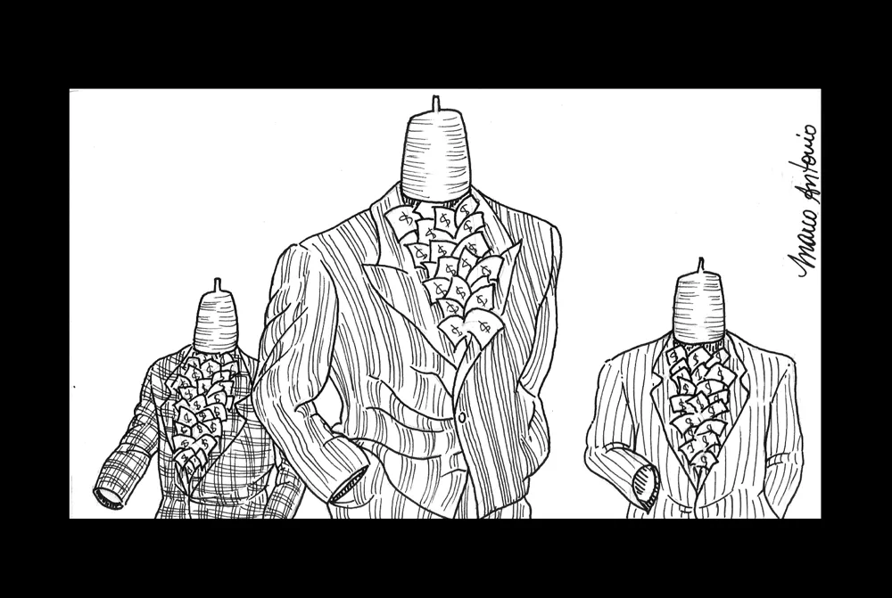 Editorial illustration for Gazeta Mercantil, pen and ink