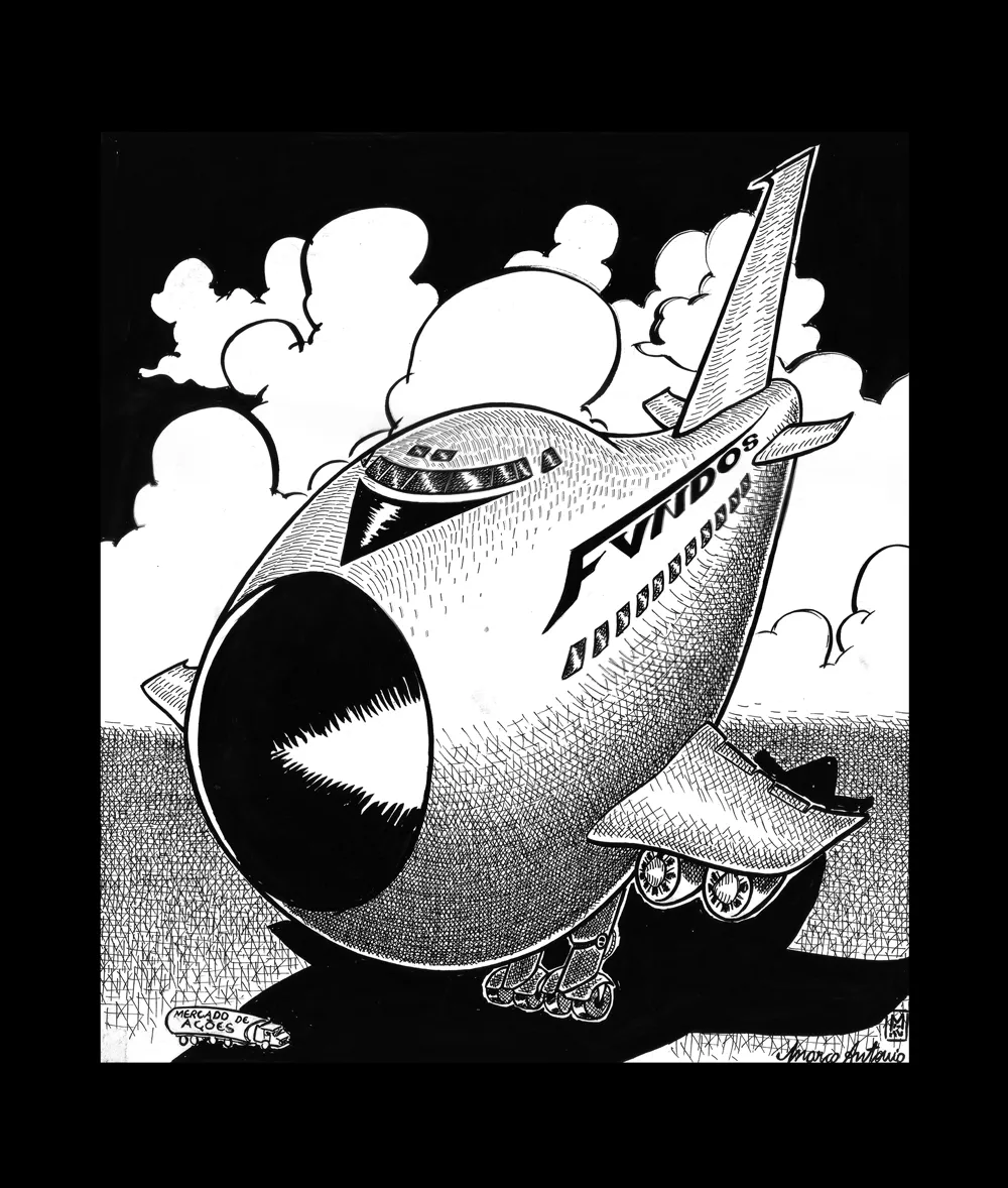 Editorial illustration for Gazeta Mercantil, pen and ink