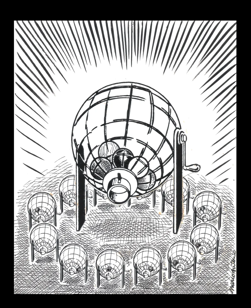 Editorial illustration for Gazeta Mercantil, pen and ink
