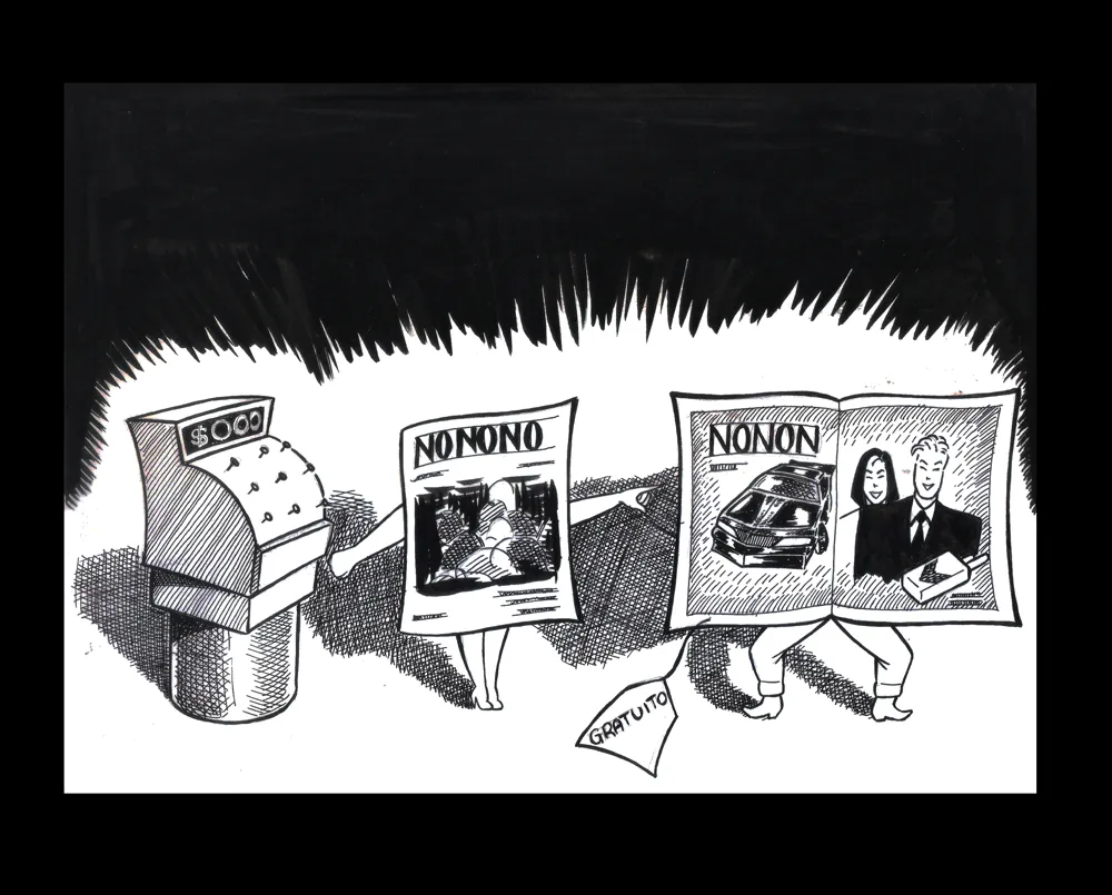 Editorial illustration for Gazeta Mercantil, pen and ink