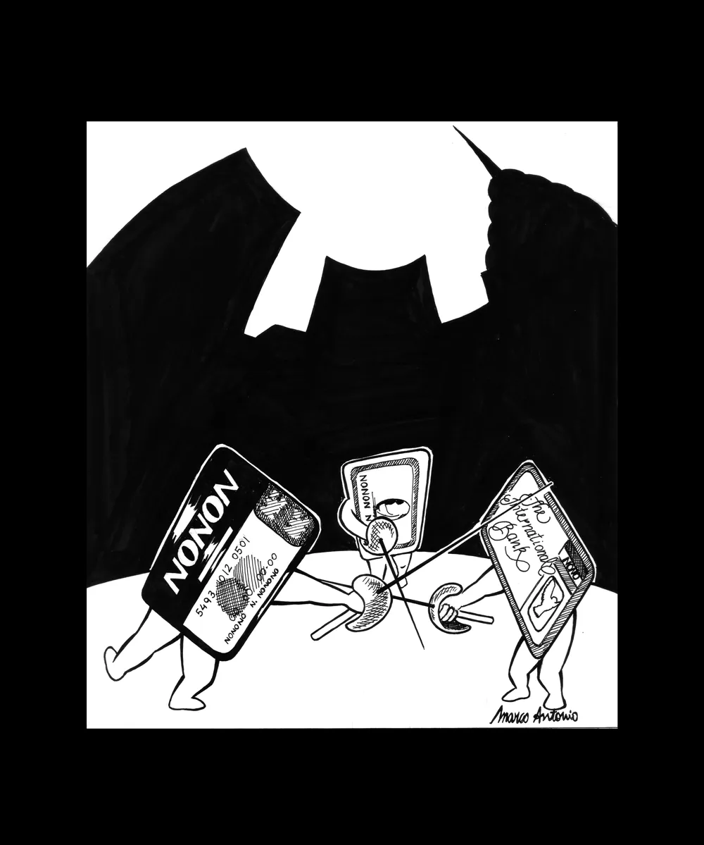 Editorial illustration for Gazeta Mercantil, pen and ink