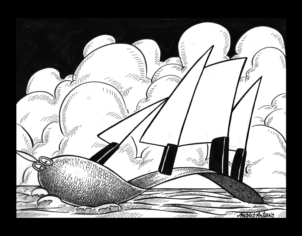 Editorial illustration for Gazeta Mercantil, pen and ink