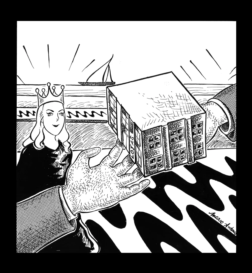 Editorial illustration for Gazeta Mercantil, pen and ink
