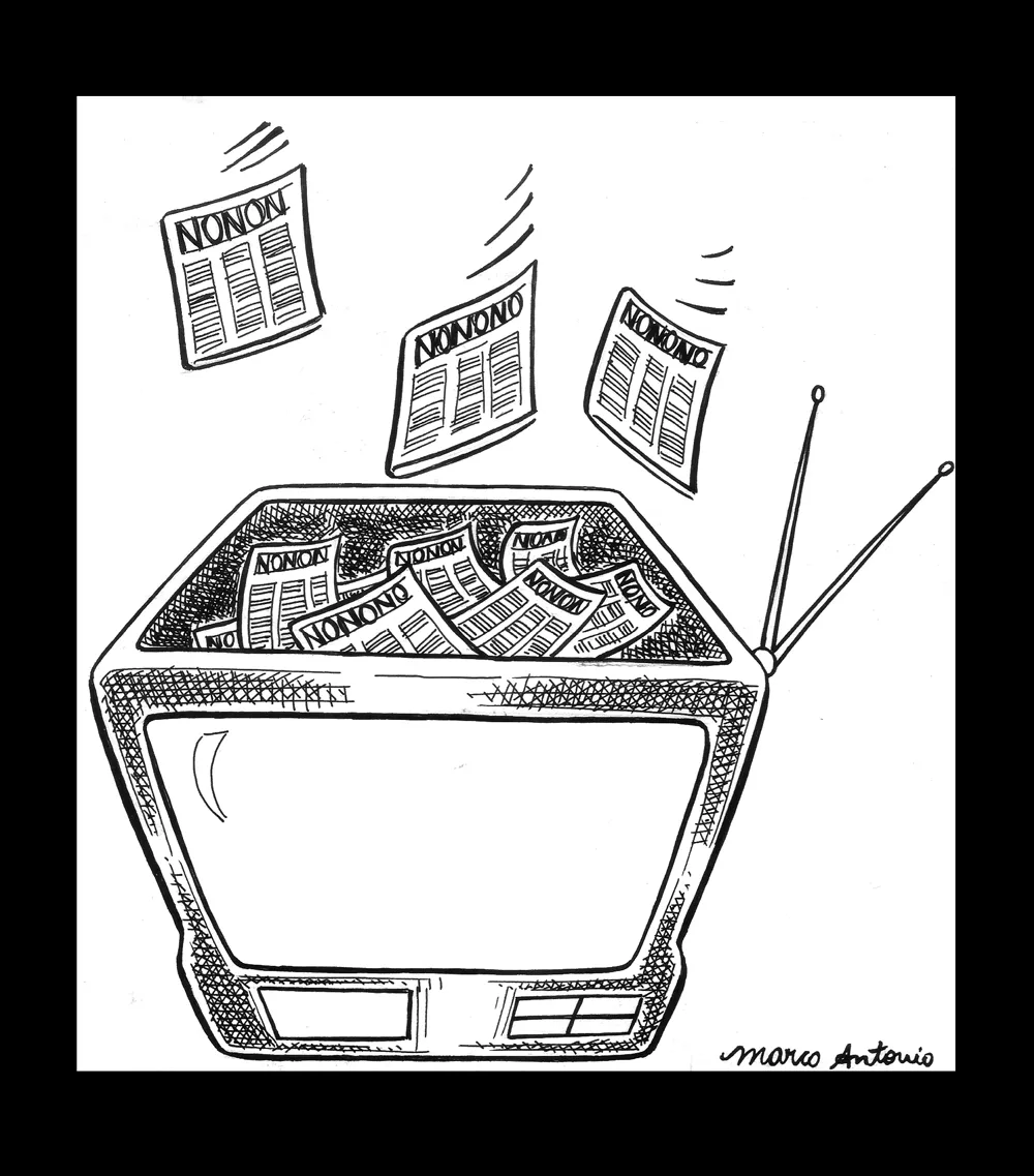 Editorial illustration for Gazeta Mercantil, pen and ink