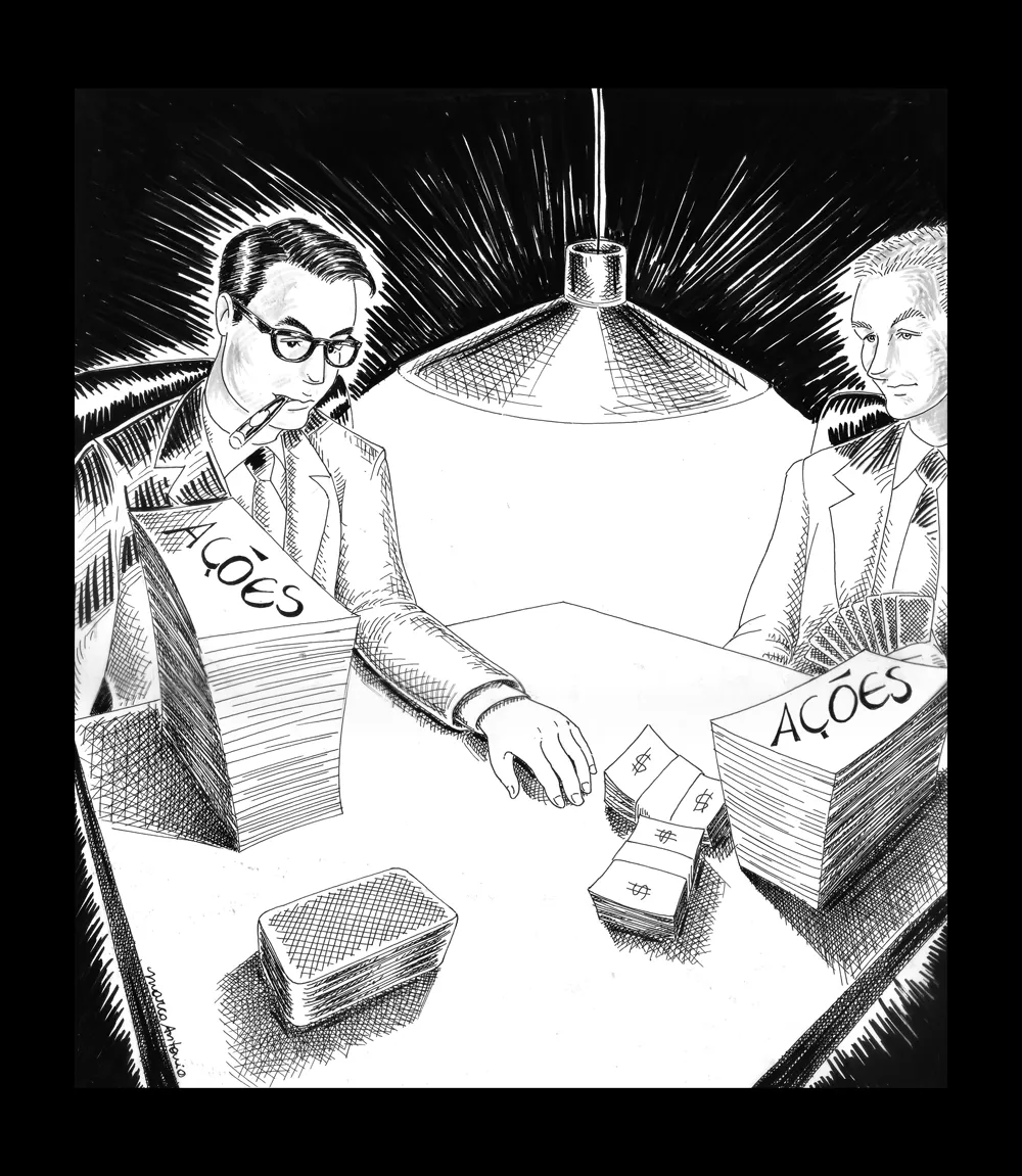 Editorial illustration for Gazeta Mercantil, pen and ink